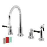 Kaiser Two-Handle 4-Hole Deck Mount Widespread Kitchen Faucet with Brass Sprayer