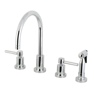 Concord Two-Handle 4-Hole Deck Mount Widespread Kitchen Faucet with Brass Sprayer