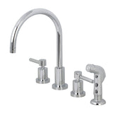 Concord Two-Handle 4-Hole Deck Mount Widespread Kitchen Faucet with Plastic Sprayer