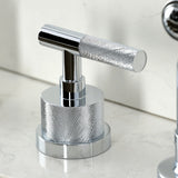 Convergent Double-Handle 4-Hole Widespread Kitchen Faucet with Knurled Handle 4-Hole and Brass Sprayer