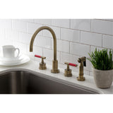 Kaiser Widespread Kitchen Faucet with Brass Sprayer