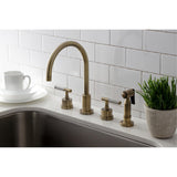 Kaiser Widespread Kitchen Faucet with Brass Sprayer