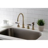 Kaiser Widespread Kitchen Faucet with Brass Sprayer