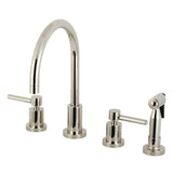 Concord Two-Handle 4-Hole Deck Mount Widespread Kitchen Faucet with Brass Sprayer