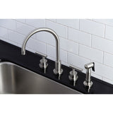 Manhattan Two-Handle 4-Hole Deck Mount Widespread Kitchen Faucet with Brass Sprayer