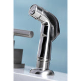 Claremont Two-Handle 4-Hole Deck Mount Widespread Kitchen Faucet with Plastic Sprayer