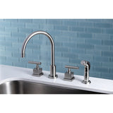 Claremont Two-Handle 4-Hole Deck Mount Widespread Kitchen Faucet with Plastic Sprayer