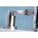 Two-Handle 4-Hole Deck Mount Widespread Kitchen Faucet with Plastic Sprayer