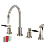 Kaiser Two-Handle 4-Hole Deck Mount Widespread Kitchen Faucet with Brass Sprayer