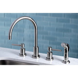 Concord Two-Handle 4-Hole Deck Mount Widespread Kitchen Faucet with Plastic Sprayer