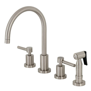 Concord Two-Handle 4-Hole Deck Mount Widespread Kitchen Faucet with Brass Sprayer