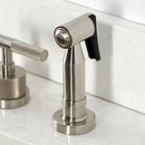 Convergent Double-Handle 4-Hole Widespread Kitchen Faucet with Knurled Handle 4-Hole and Brass Sprayer