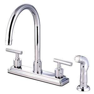 Manhattan Two-Handle 4-Hole 8" Centerset Kitchen Faucet with Side Sprayer