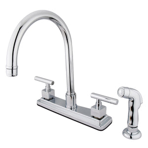 Claremont Two-Handle 4-Hole 8" Centerset Kitchen Faucet with Side Sprayer