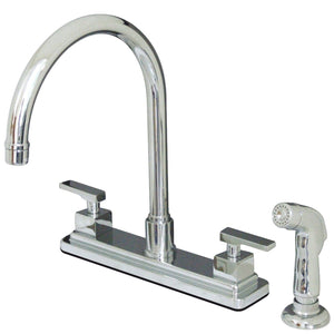 Executive Two-Handle 4-Hole 8" Centerset Kitchen Faucet with Side Sprayer