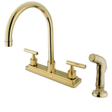 Manhattan Two-Handle 4-Hole 8" Centerset Kitchen Faucet with Side Sprayer