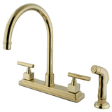 Claremont Two-Handle 4-Hole 8" Centerset Kitchen Faucet with Side Sprayer