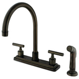 Manhattan Two-Handle 4-Hole 8" Centerset Kitchen Faucet with Side Sprayer