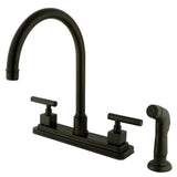 Claremont Two-Handle 4-Hole 8" Centerset Kitchen Faucet with Side Sprayer