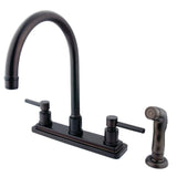 Concord Two-Handle 4-Hole 8" Centerset Kitchen Faucet with Side Sprayer