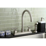 Claremont Two-Handle 4-Hole 8" Centerset Kitchen Faucet with Side Sprayer