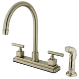 Claremont Two-Handle 4-Hole 8" Centerset Kitchen Faucet with Side Sprayer