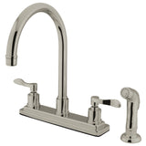 Two-Handle 4-Hole 8" Centerset Kitchen Faucet with Side Sprayer