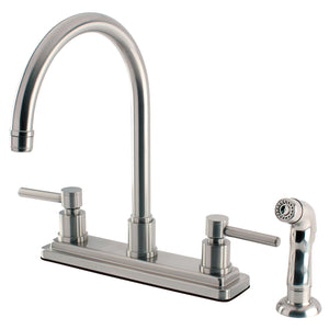 Concord Two-Handle 4-Hole 8" Centerset Kitchen Faucet with Side Sprayer