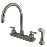 Executive Two-Handle 4-Hole 8" Centerset Kitchen Faucet with Side Sprayer