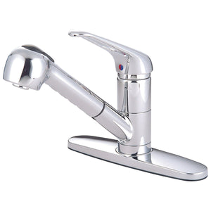 Single-Handle 1-or-3 Hole Deck Mount Pull-Out Sprayer Kitchen Faucet