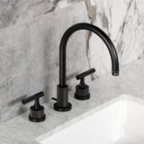 Convergent Two-Handle 3-Hole Deck Mount Widespread Bathroom Faucet with Knurled Handle and Brass Pop-Up