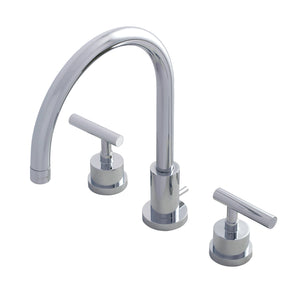 Manhattan Two-Handle 3-Hole Deck Mount Widespread Bathroom Faucet with Brass Pop-Up Drain