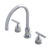 Manhattan Two-Handle 3-Hole Deck Mount Widespread Bathroom Faucet with Brass Pop-Up Drain