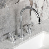 Convergent Two-Handle 3-Hole Deck Mount Widespread Bathroom Faucet with Knurled Handle and Brass Pop-Up