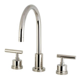 Manhattan Two-Handle 3-Hole Deck Mount Widespread Bathroom Faucet with Brass Pop-Up Drain