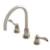 NuWave Two-Handle 3-Hole Deck Mount Widespread Bathroom Faucet with Brass Pop-Up Drain