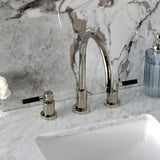 Kaiser Two-Handle 3-Hole Deck Mount Widespread Bathroom Faucet with Brass Pop-Up Drain