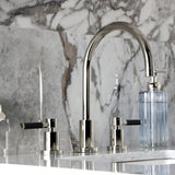 Kaiser Two-Handle 3-Hole Deck Mount Widespread Bathroom Faucet with Brass Pop-Up Drain