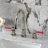 Kaiser Two-Handle 3-Hole Deck Mount Widespread Bathroom Faucet with Brass Pop-Up Drain