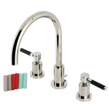 Kaiser Two-Handle 3-Hole Deck Mount Widespread Bathroom Faucet with Brass Pop-Up Drain