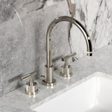 Convergent Two-Handle 3-Hole Deck Mount Widespread Bathroom Faucet with Knurled Handle and Brass Pop-Up