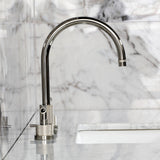 Convergent Two-Handle 3-Hole Deck Mount Widespread Bathroom Faucet with Knurled Handle and Brass Pop-Up