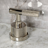 Convergent Two-Handle 3-Hole Deck Mount Widespread Bathroom Faucet with Knurled Handle and Brass Pop-Up