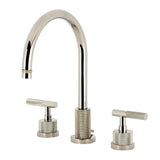 Convergent Two-Handle 3-Hole Deck Mount Widespread Bathroom Faucet with Knurled Handle and Brass Pop-Up