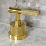 Convergent Two-Handle 3-Hole Deck Mount Widespread Bathroom Faucet with Knurled Handle and Brass Pop-Up