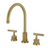 Convergent Two-Handle 3-Hole Deck Mount Widespread Bathroom Faucet with Knurled Handle and Brass Pop-Up