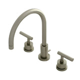 Manhattan Two-Handle 3-Hole Deck Mount Widespread Bathroom Faucet with Brass Pop-Up Drain