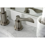 NuWave Two-Handle 3-Hole Deck Mount Widespread Bathroom Faucet with Brass Pop-Up Drain