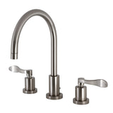 NuWave Two-Handle 3-Hole Deck Mount Widespread Bathroom Faucet with Brass Pop-Up Drain