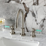 Kaiser Two-Handle 3-Hole Deck Mount Widespread Bathroom Faucet with Brass Pop-Up Drain